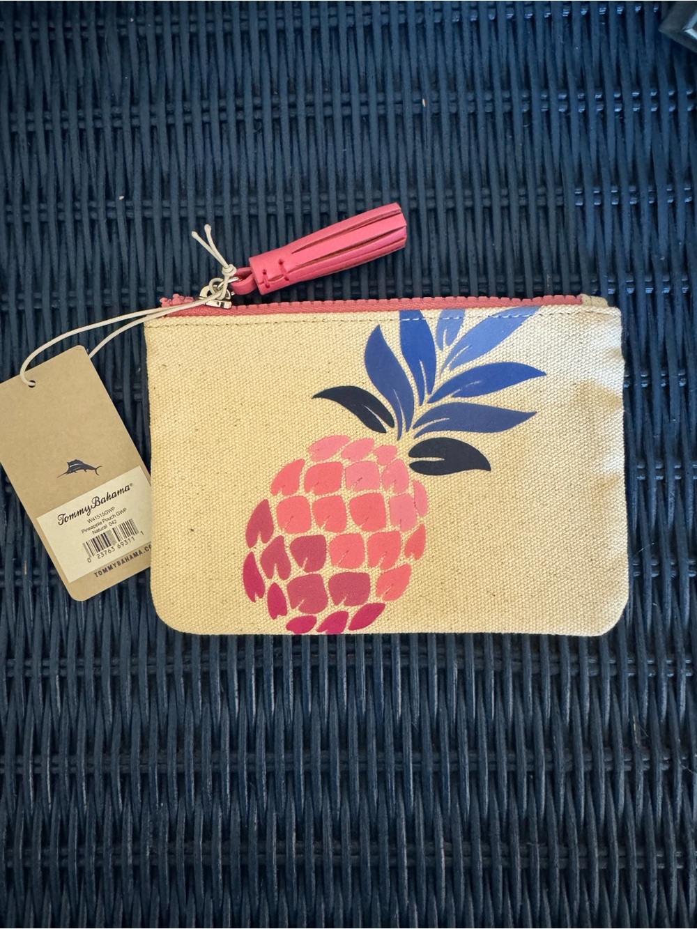 Tommy Bahama Pink Pineapple Canvas Zip Pouch
